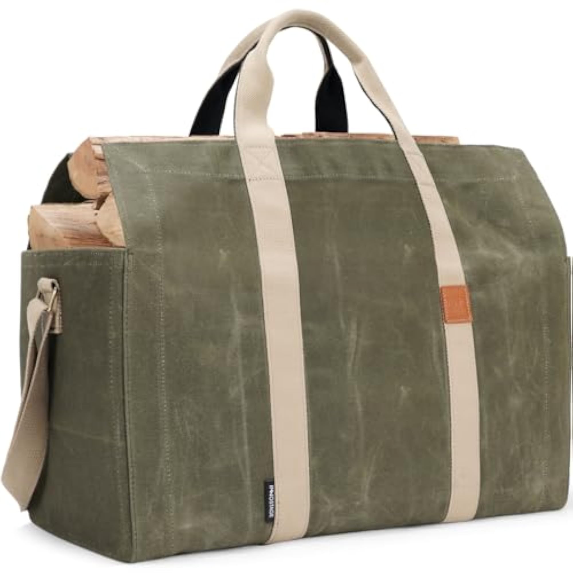22oz Waxed Canvas Firewood Carrier Tote